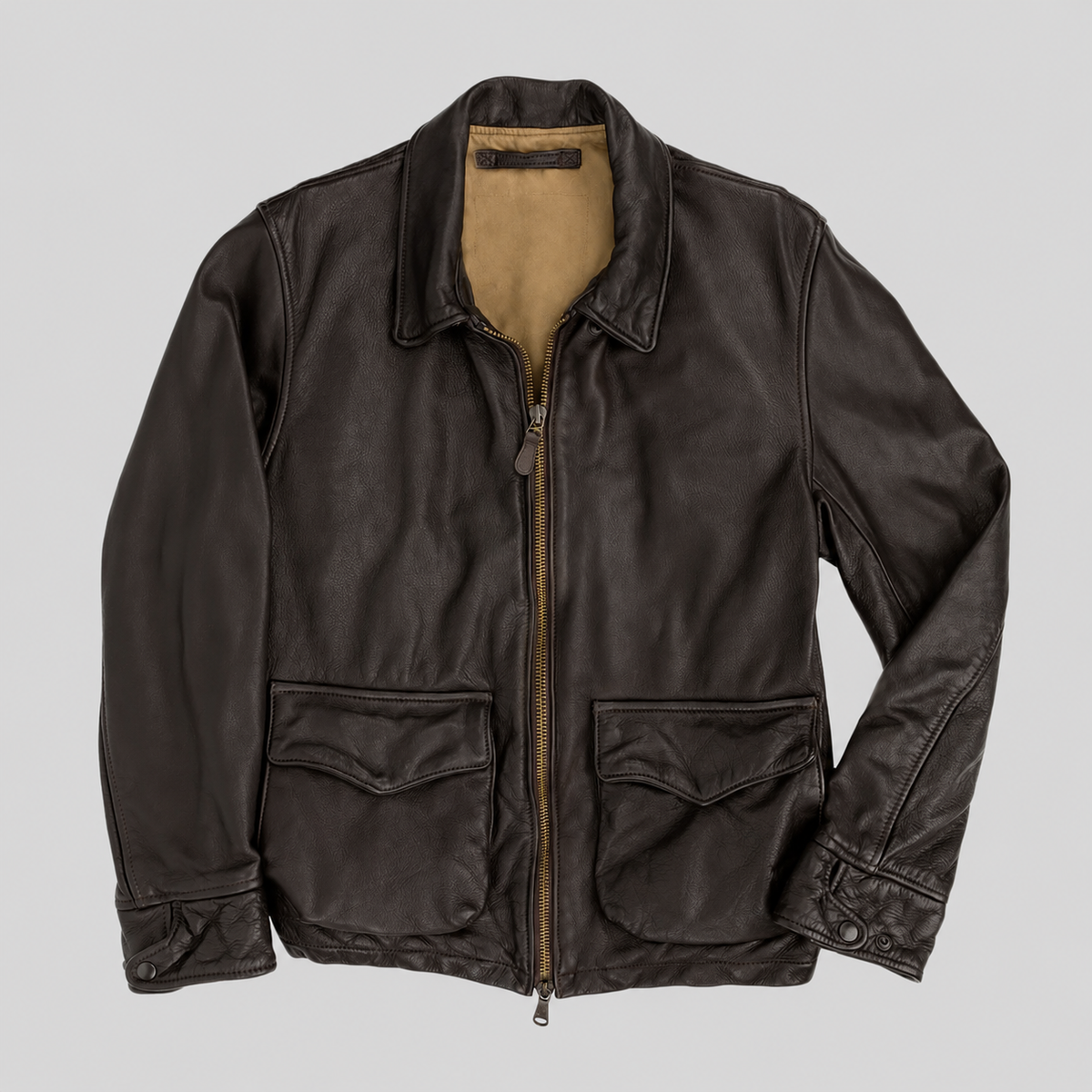 Men's Military Leather Tanker Jacket
