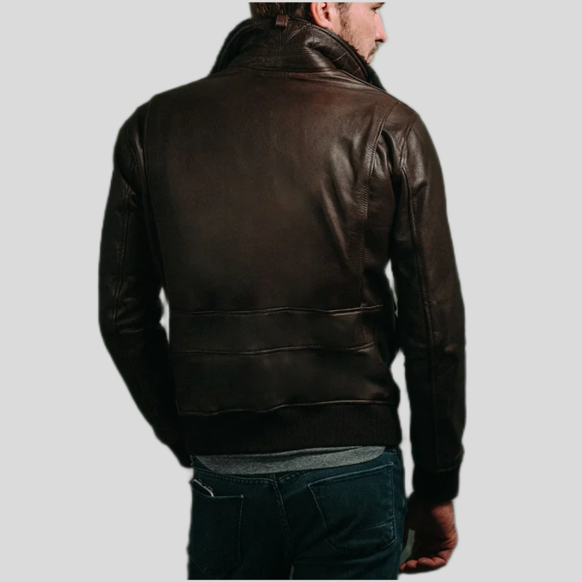 Men's Classic Leather Bomber Jacket