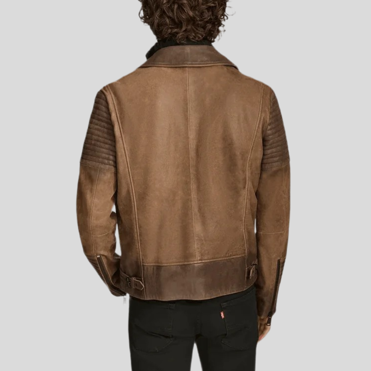 Men's Classic Leather Biker Moto Jacket