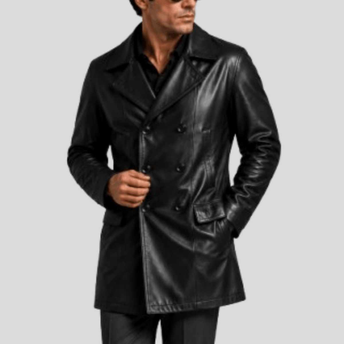 Men's Vintage Distressed Sheepskin Leather Coat