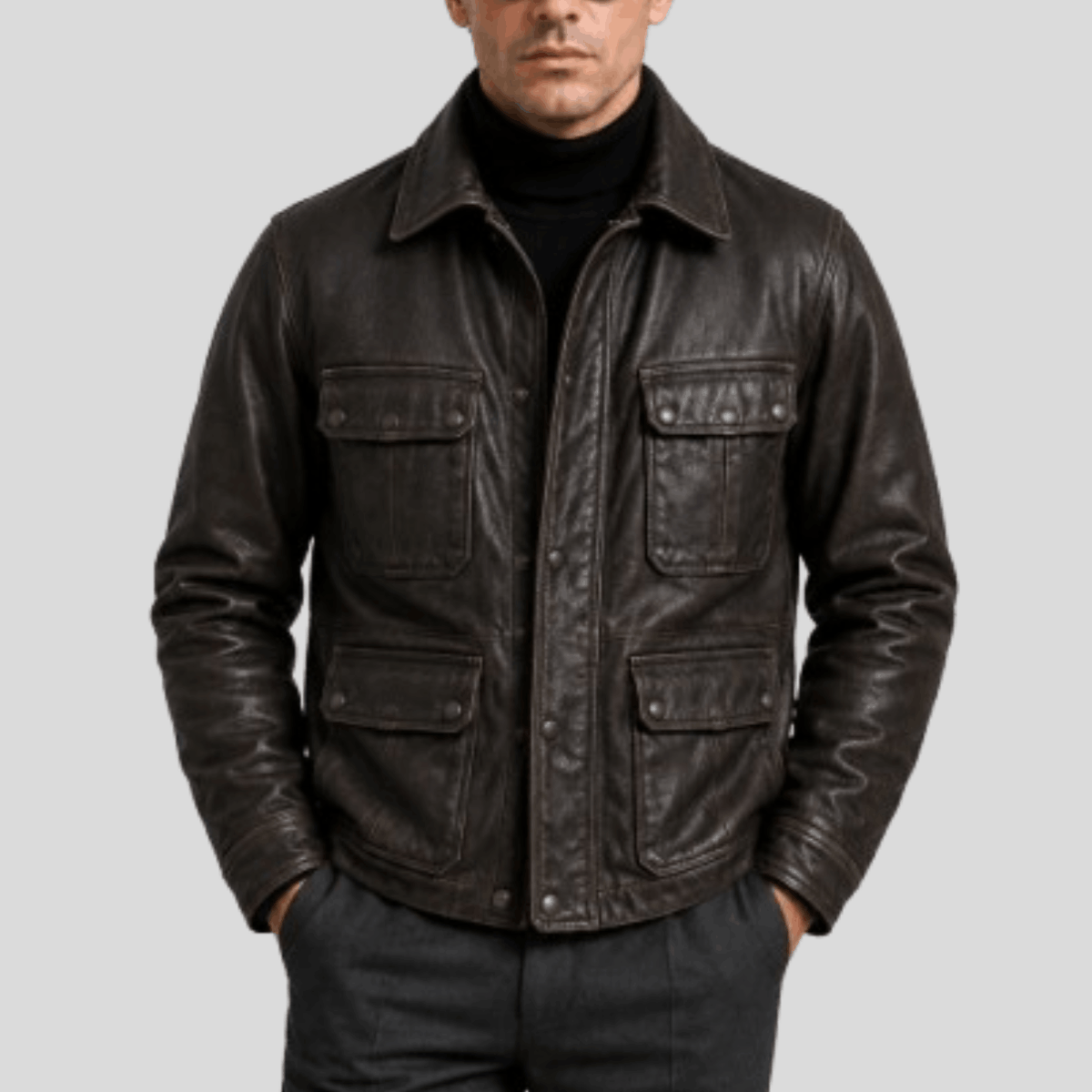 Men's Vintage Stonewashed Leather Motorcycle Jacket