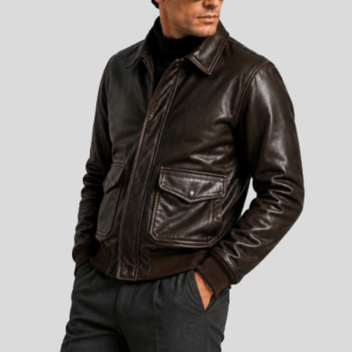 Men's Heritage Sheepskin Leather Flight Bomber Jacket