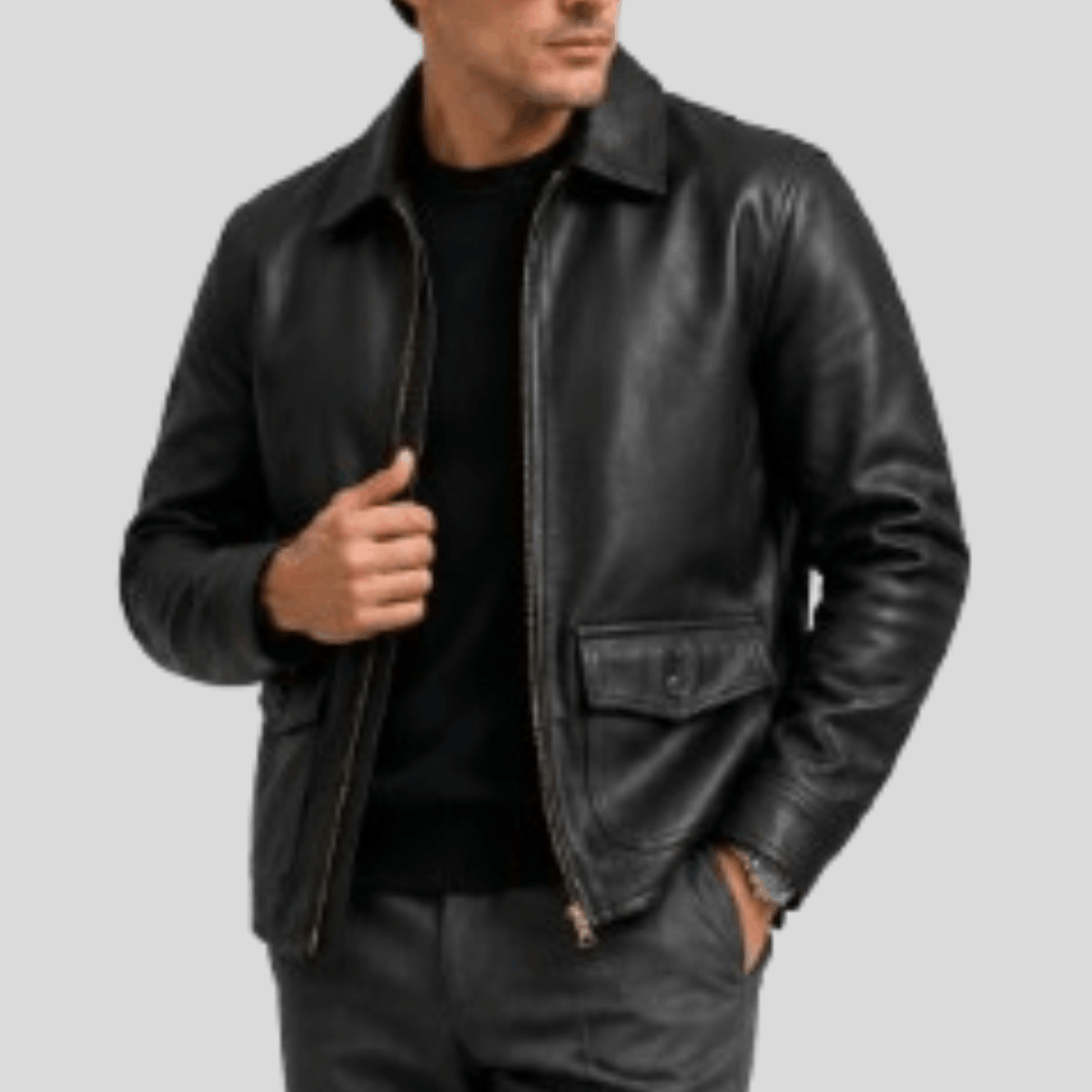 Men's Vintage Military Flight Leather Jacket