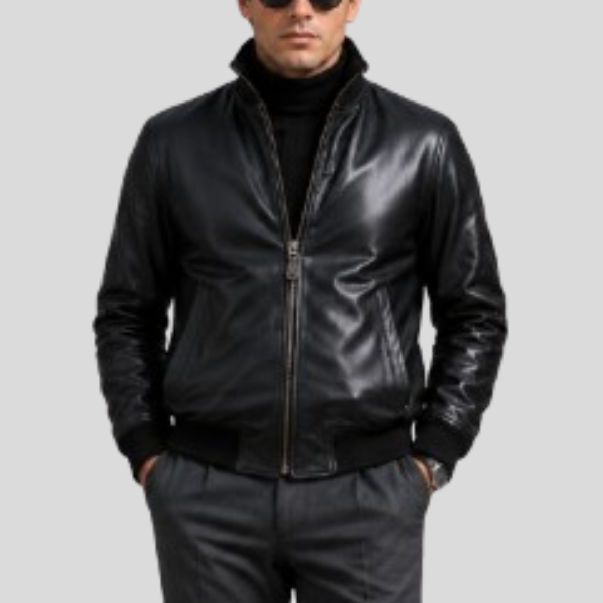 Men's Vintage Sheepskin Military Leather Jacket