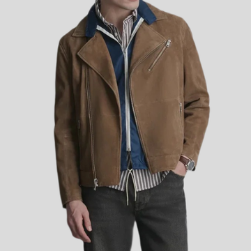 Men's Joss Suede Moto Jacket - Cognac