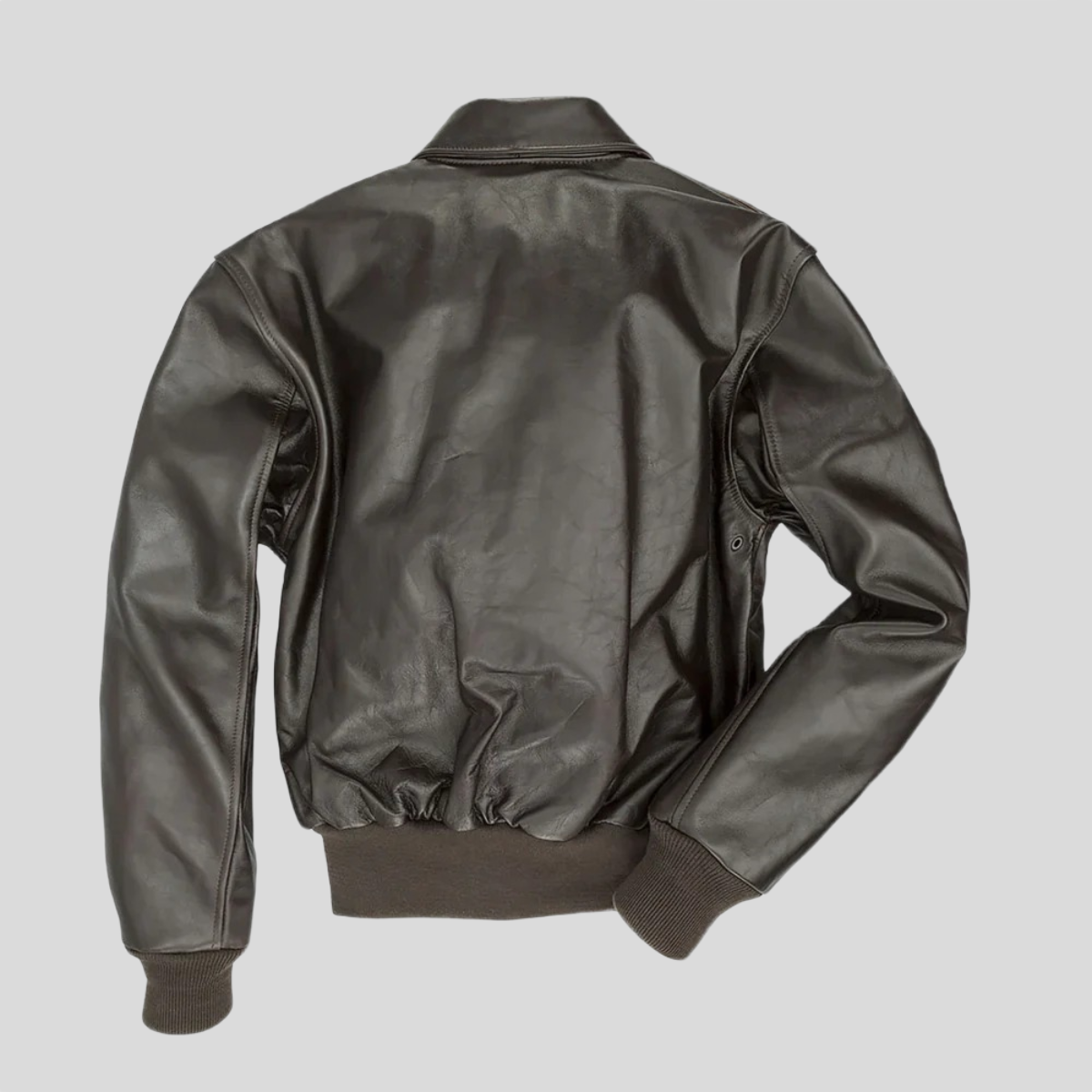 Men's Vintage Long Cowhide Leather Flight Jacket
