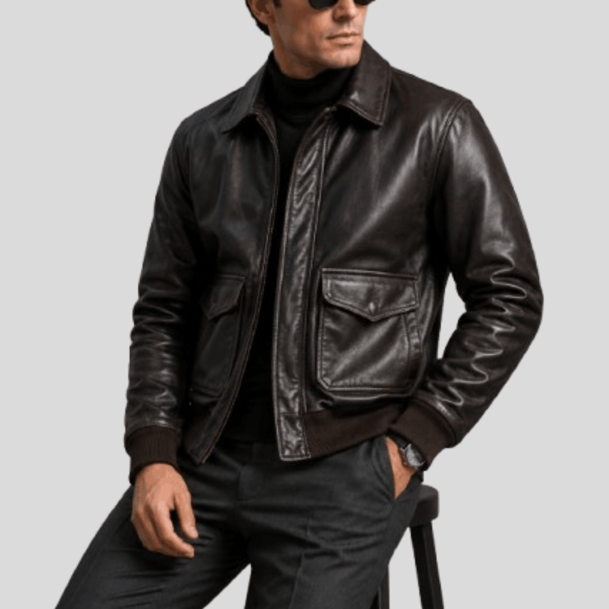 Men's Heritage Sheepskin Leather Flight Bomber Jacket