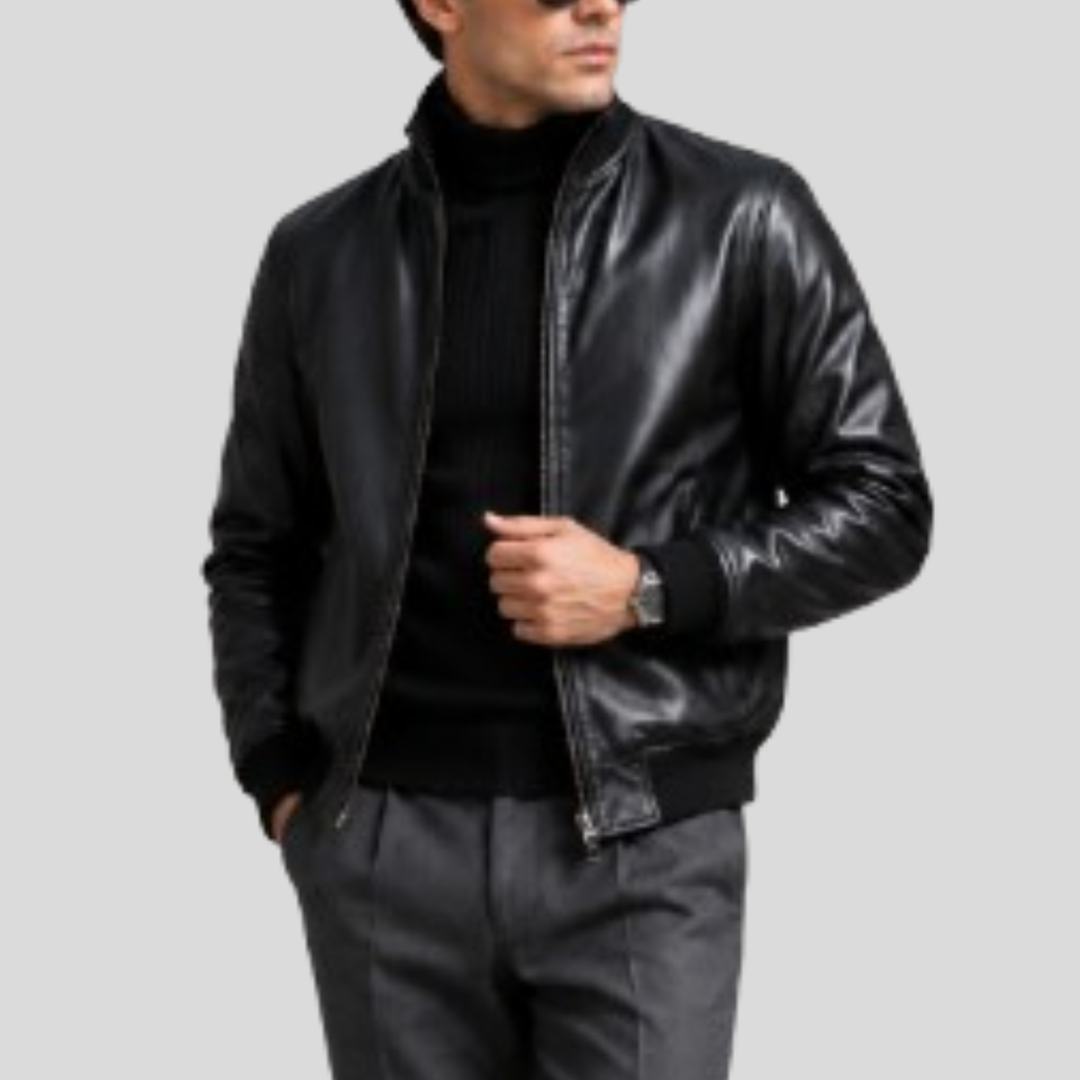 Men's Vintage Sheepskin Military Leather Jacket