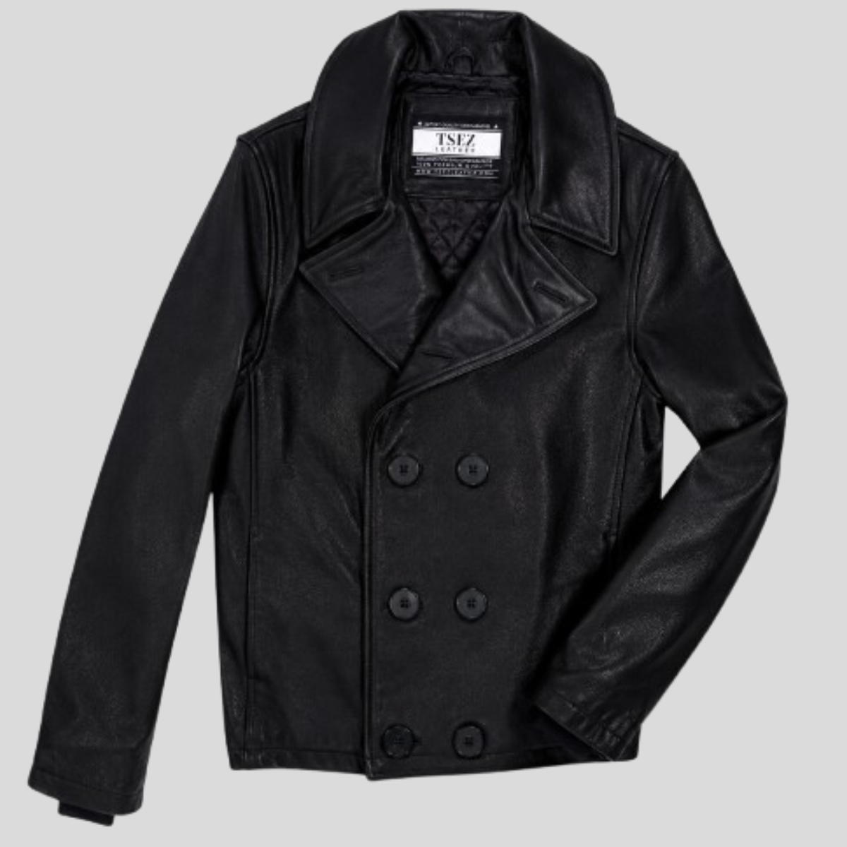 Men's Naval Short sheepskin Leather Peacoat