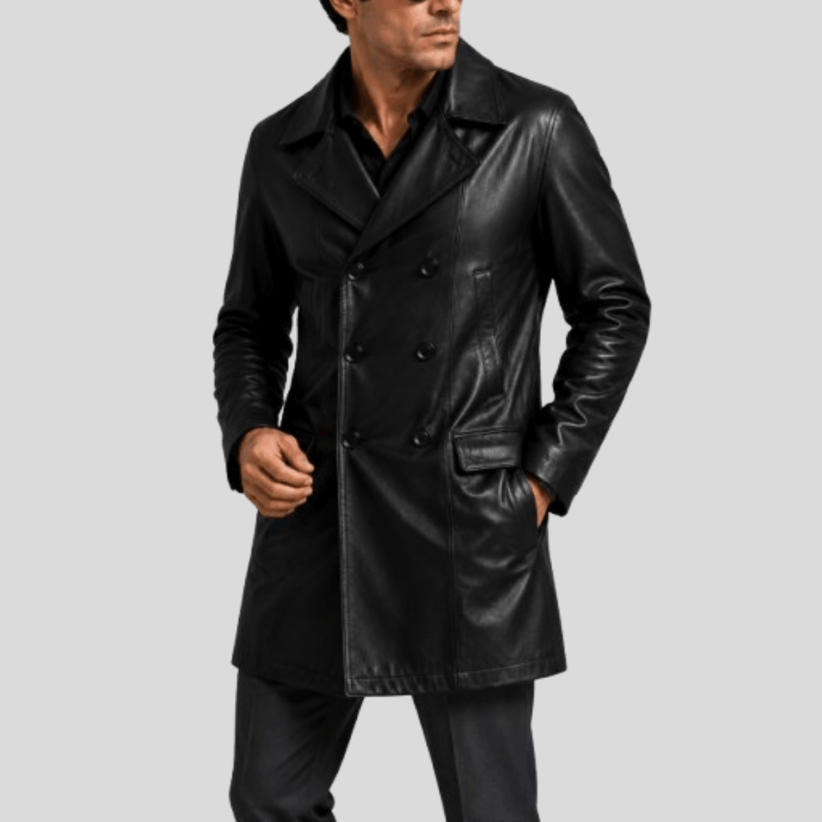 Men's Vintage Distressed Sheepskin Leather Coat