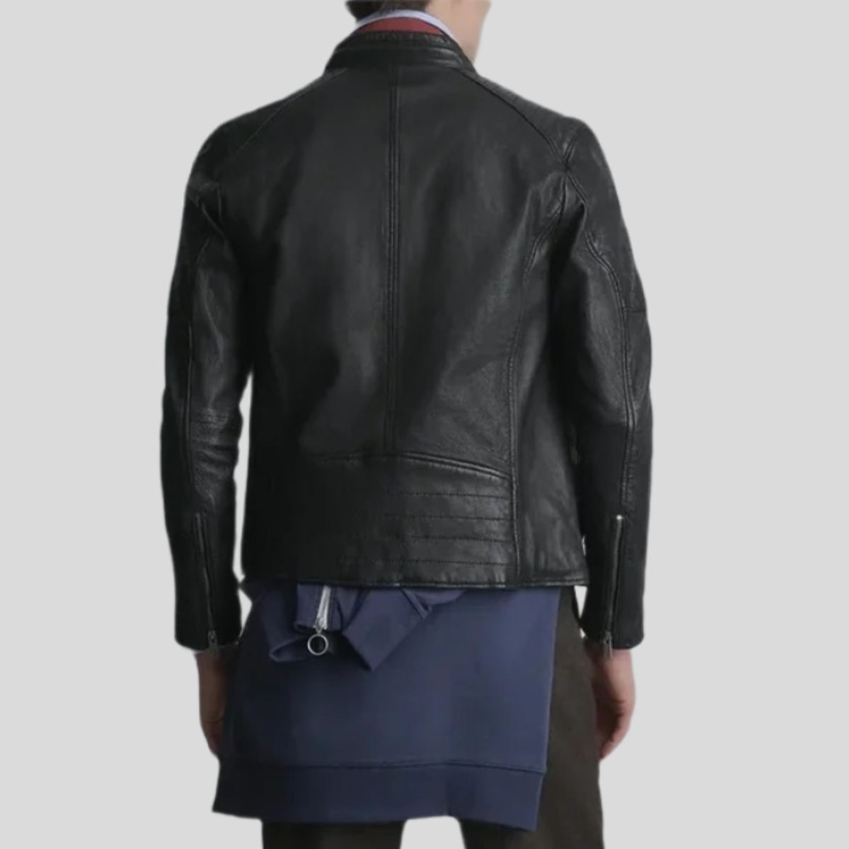 Men's Lance Collarless Leather Moto Jacket