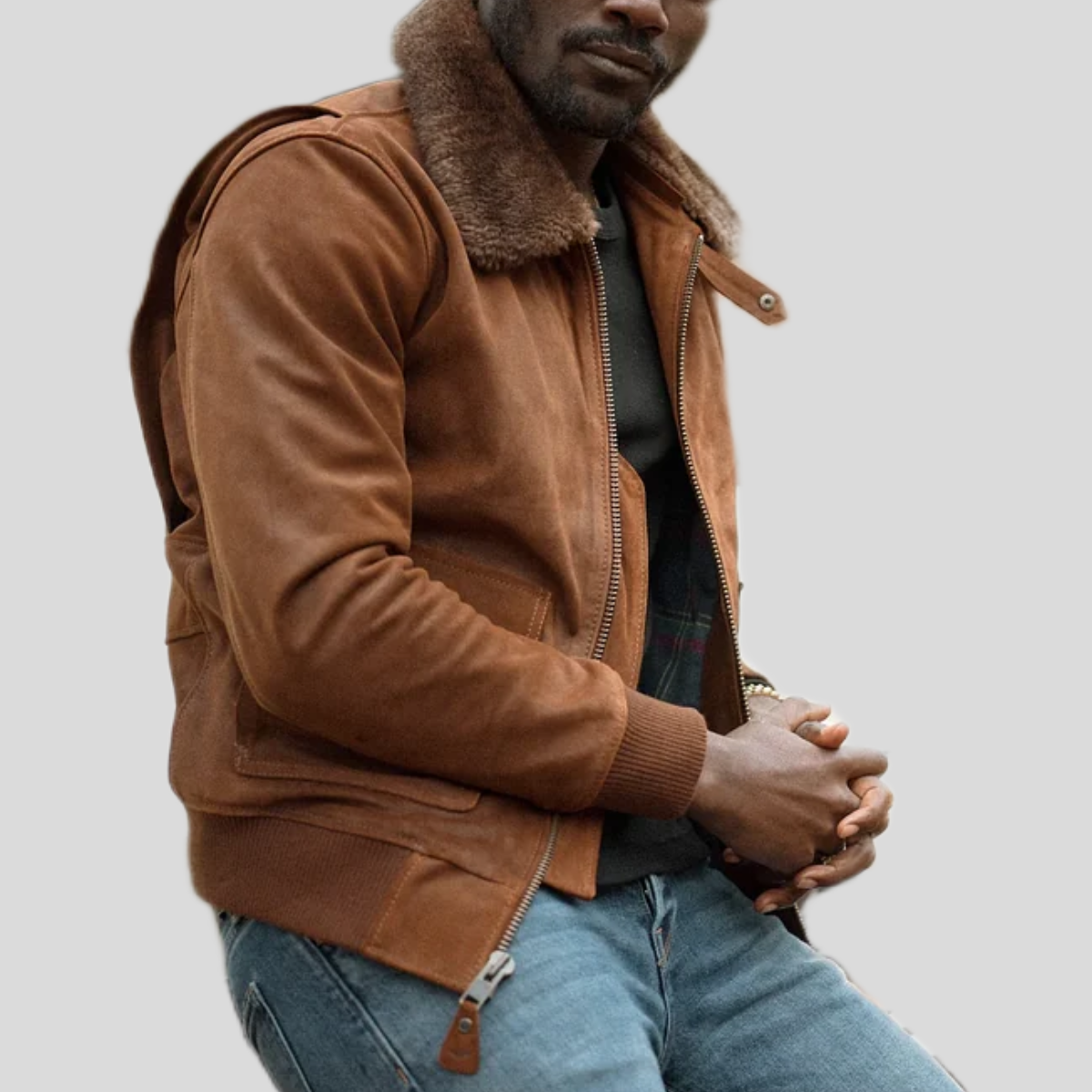 Men's Waxed Flesh Leather Bomber Jacket
