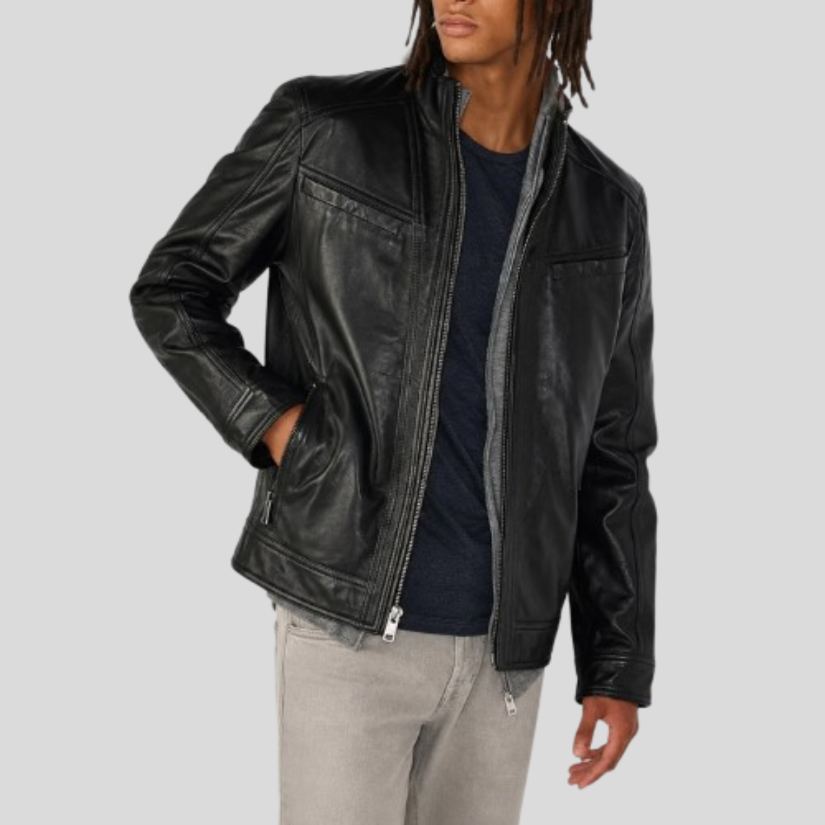Men's Sean Vintage Leather Racer Jacket