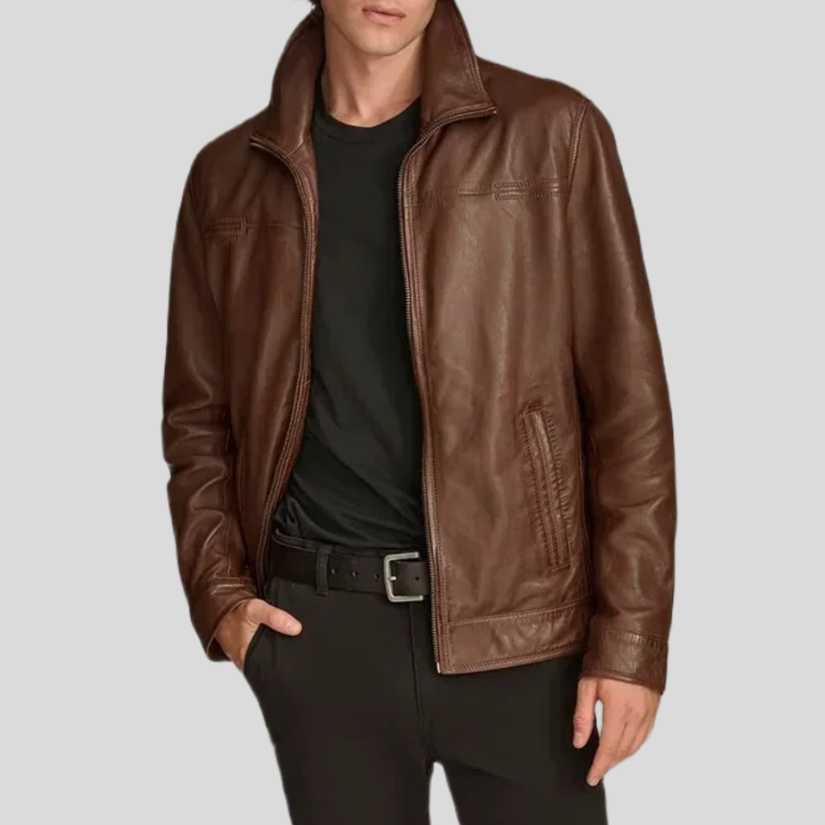 Men's Jett Leather Jacket with Removable Hood
