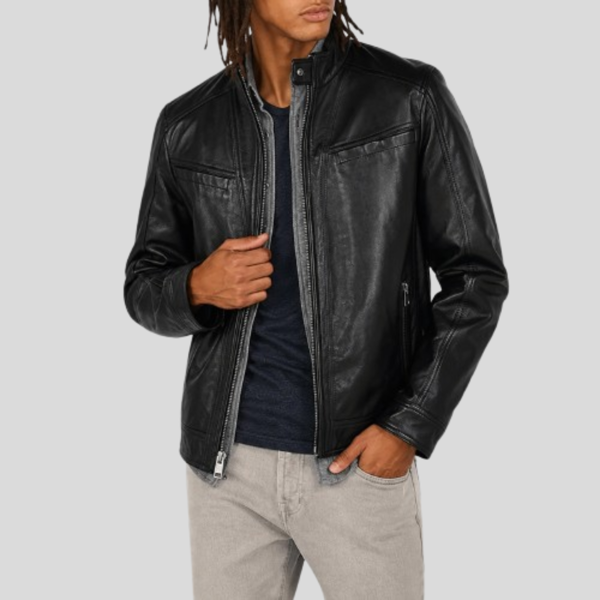 Men's Sean Vintage Leather Racer Jacket