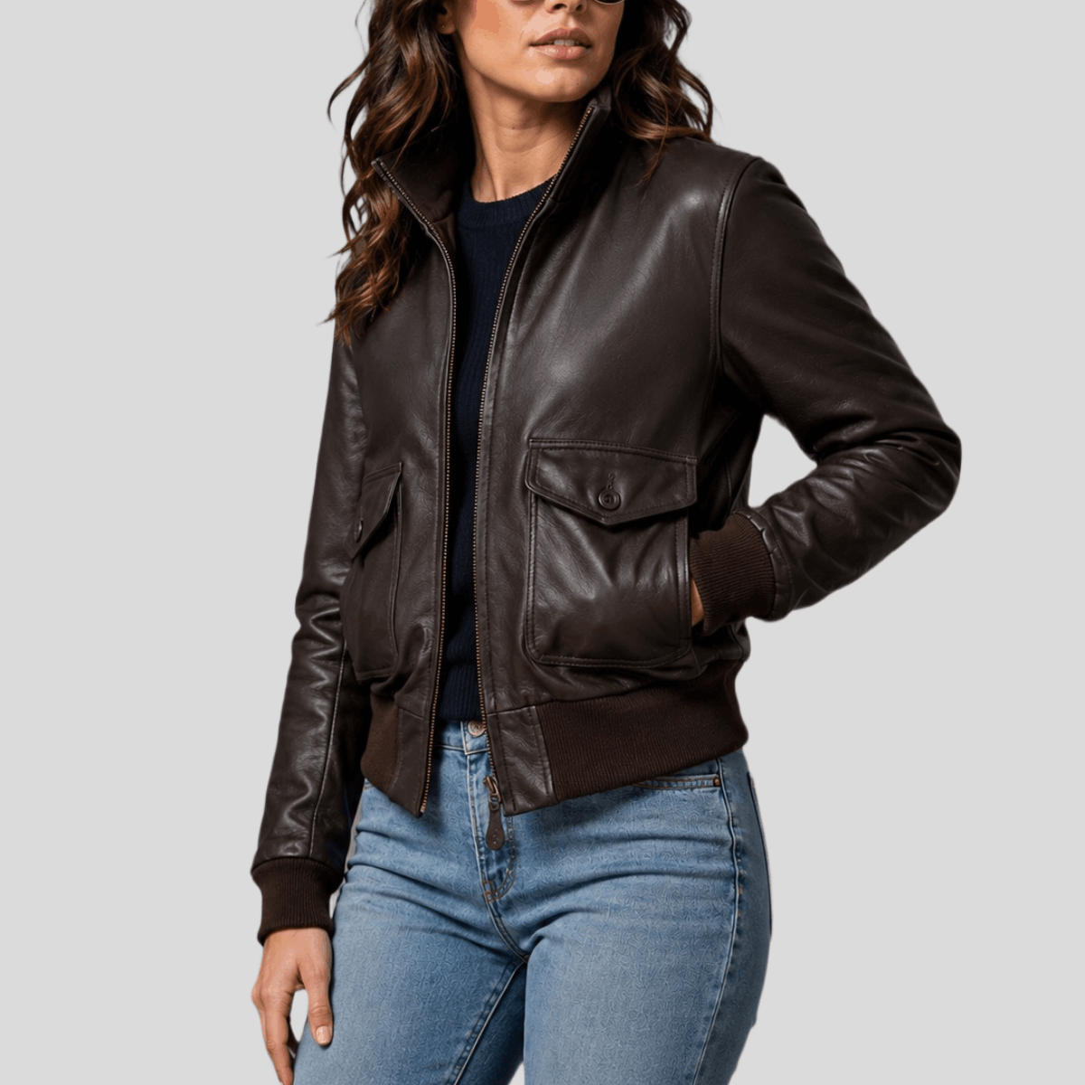 Women's Classic Aviator Leather Jacket
