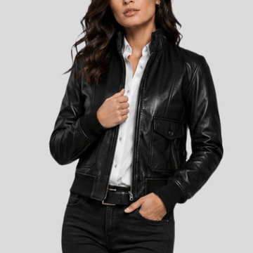 Women's Classic Leather Racer Motorcycle Jacket