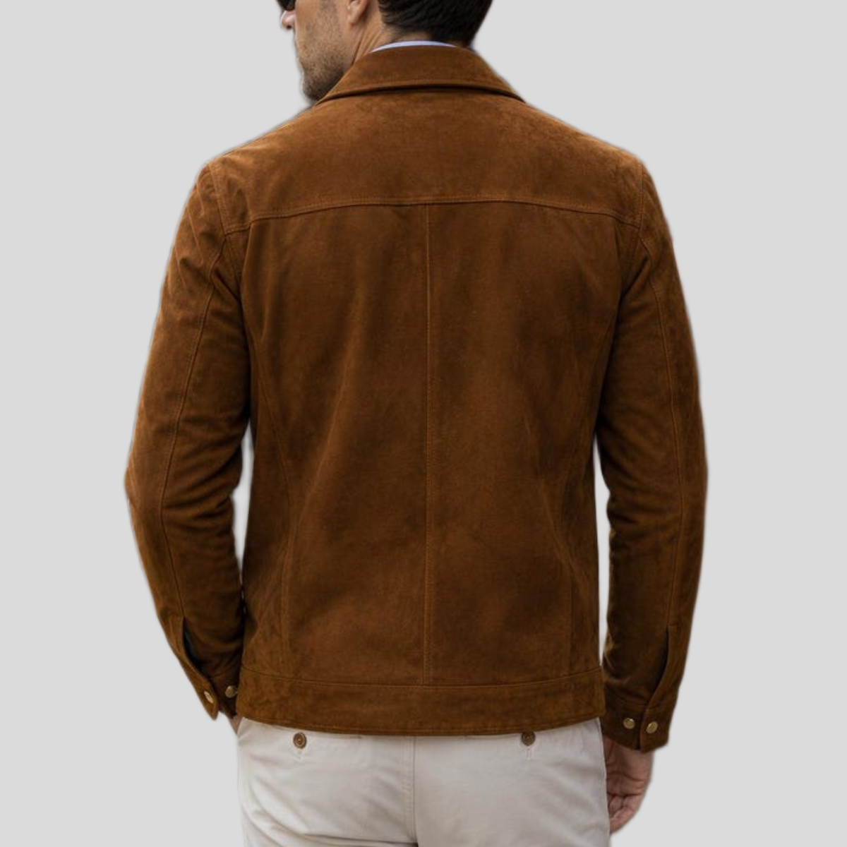 Men's Brown Suede Leather Trucker Jacket