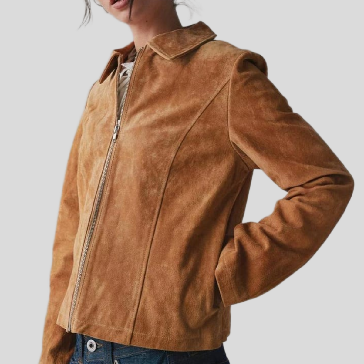 Women's Vintage 70s Tan Brown Suede Leather Western Jacket
