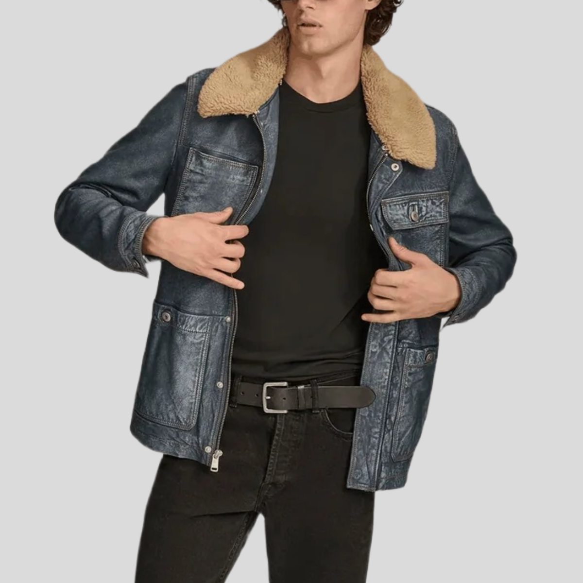 Men's Classic Leather Utility Jacket