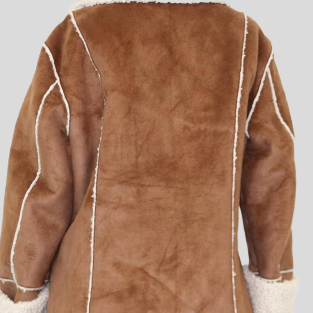 Women's Brown Suede Shearling Longline Jacket