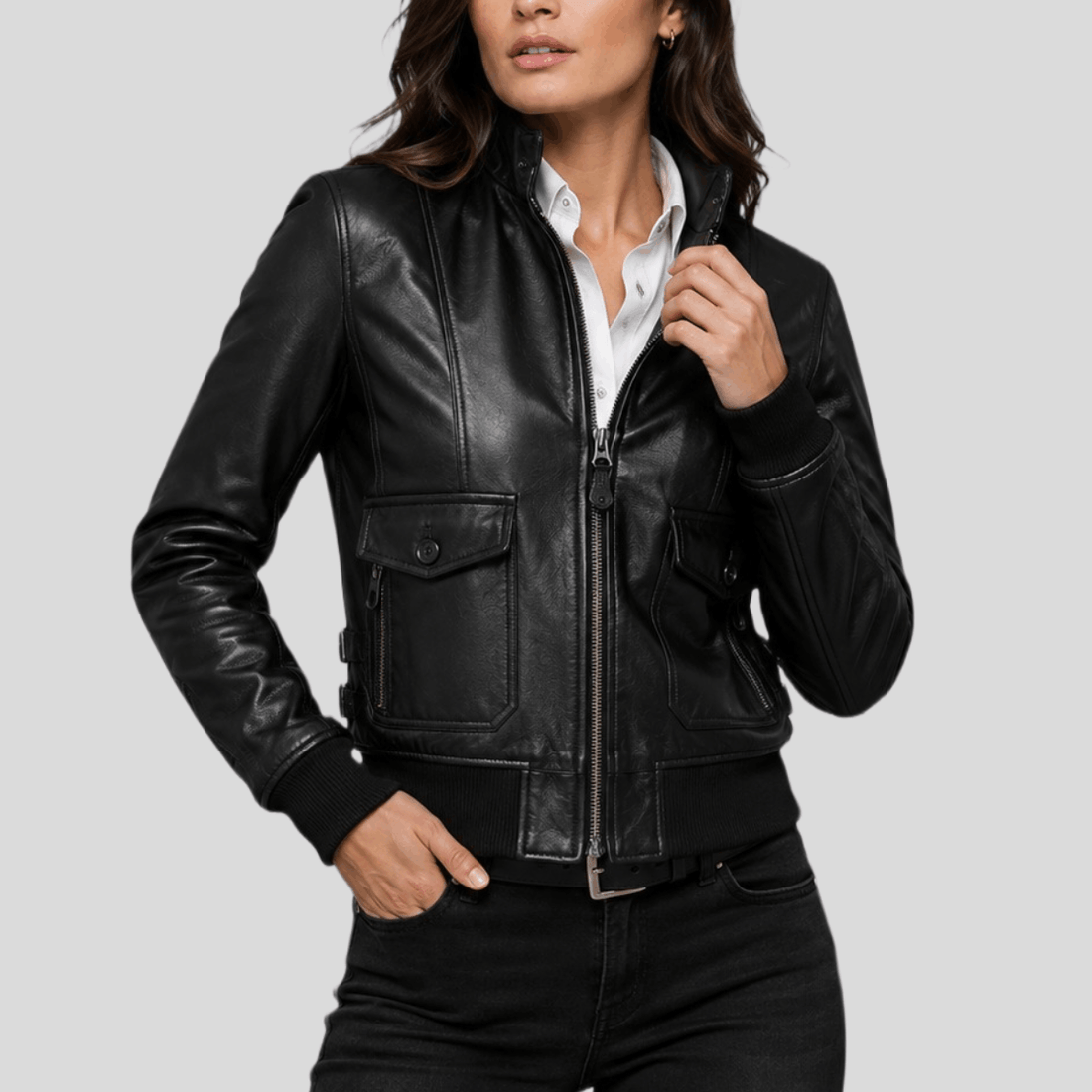 Women's Classic Leather Racer Motorcycle Jacket