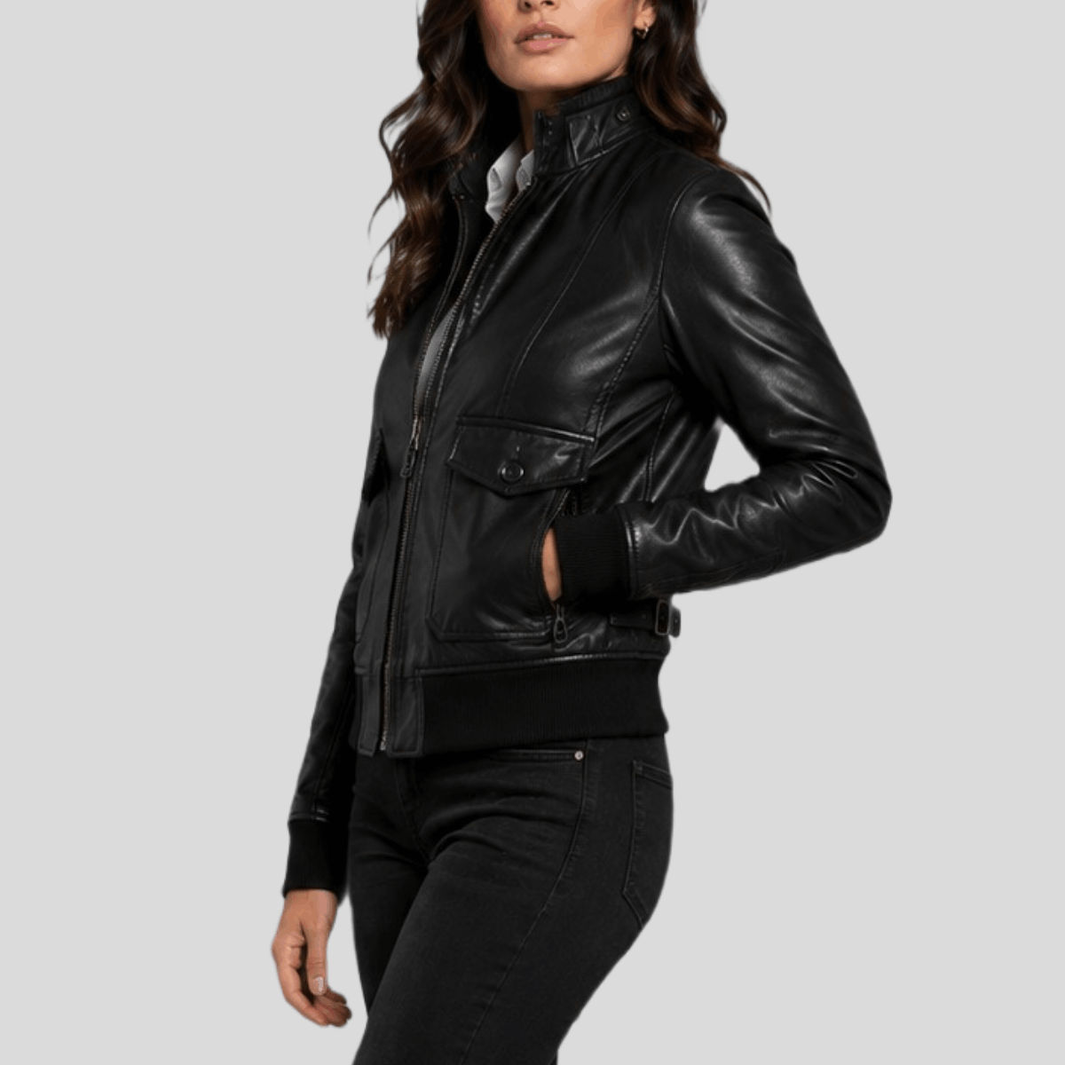Women's Classic Leather Racer Motorcycle Jacket