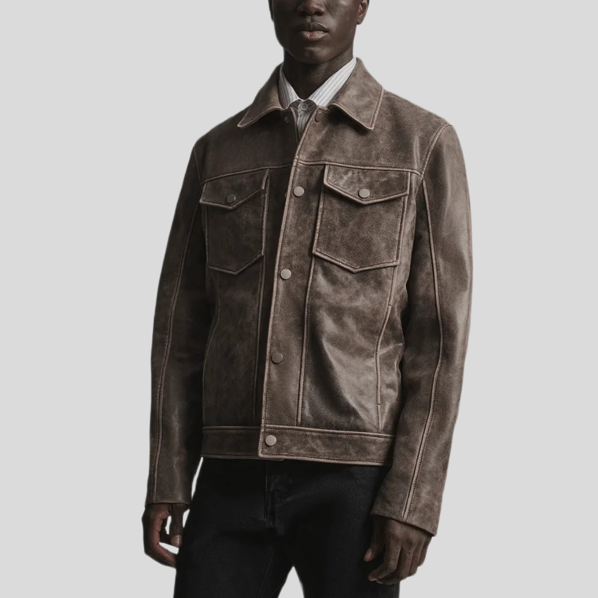 Men's Jonah Vintage Leather Shirt Jacket