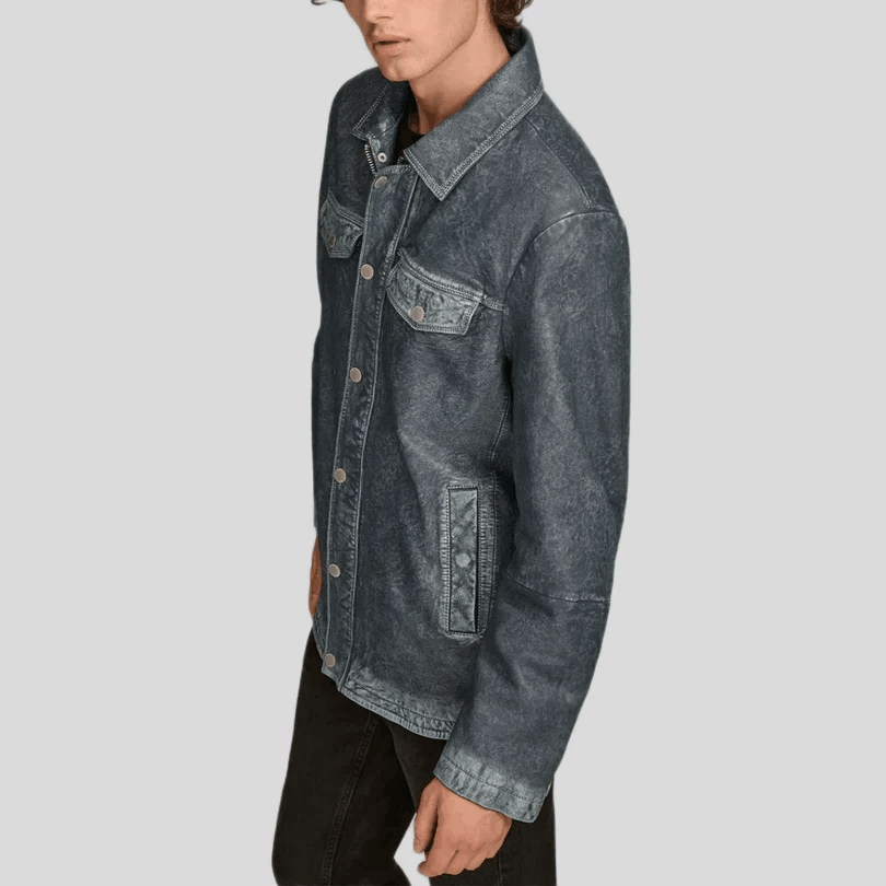 Men's Classic Leather Shirt Jacket
