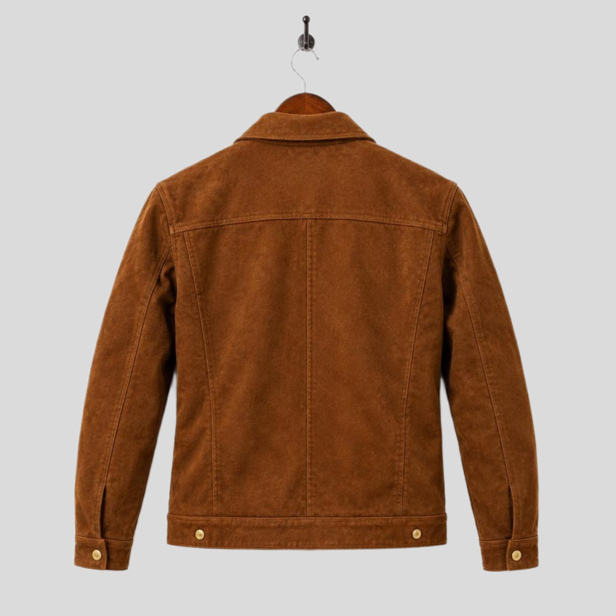 Men's Brown Suede Leather Trucker Jacket