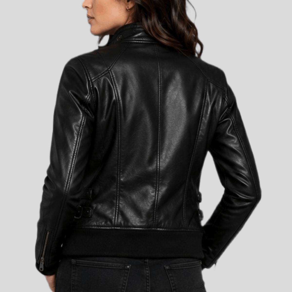 Women's Classic Leather Racer Motorcycle Jacket