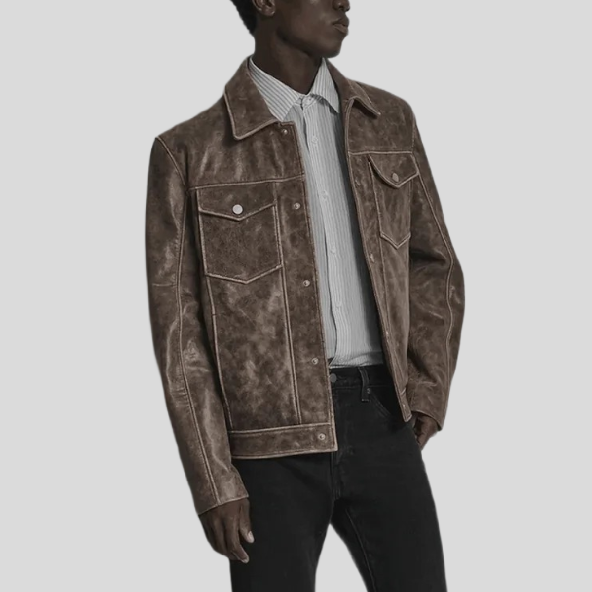 Men's Jonah Vintage Leather Shirt Jacket
