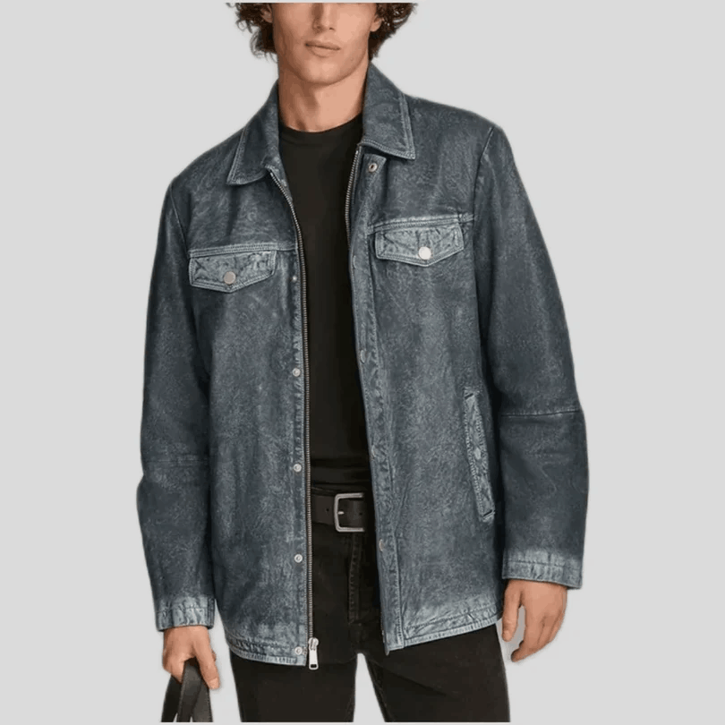 Men's Classic Leather Shirt Jacket