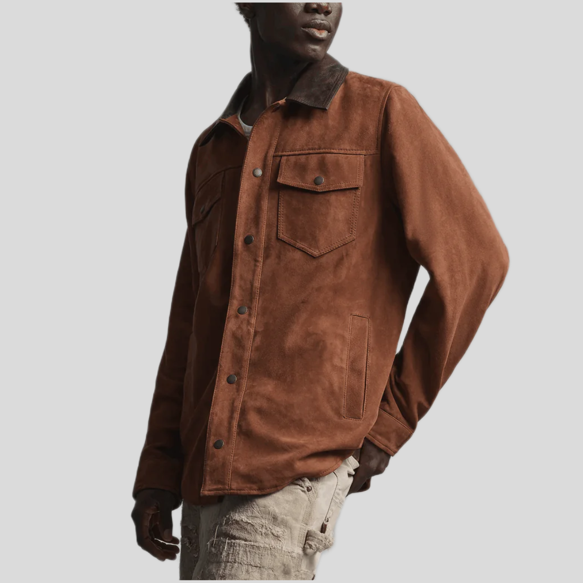 Men's Vintage Suede Leather Shirt Jacket