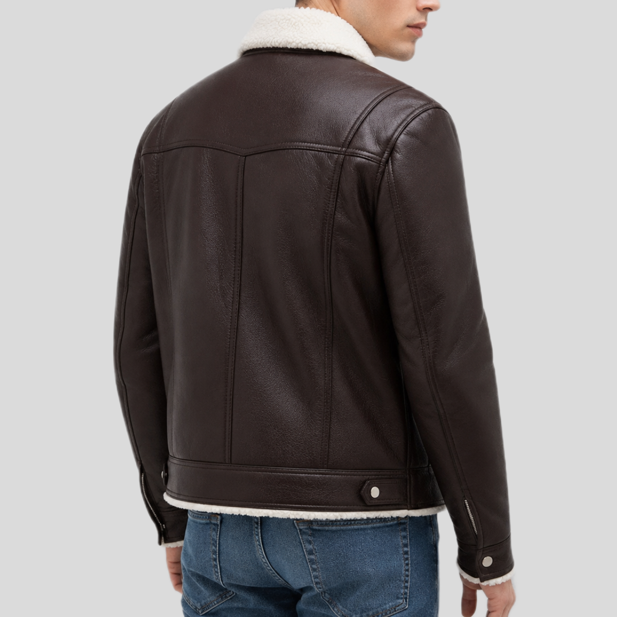 Men's Streetstyle Faux Shearling Leather Bomber Jacket