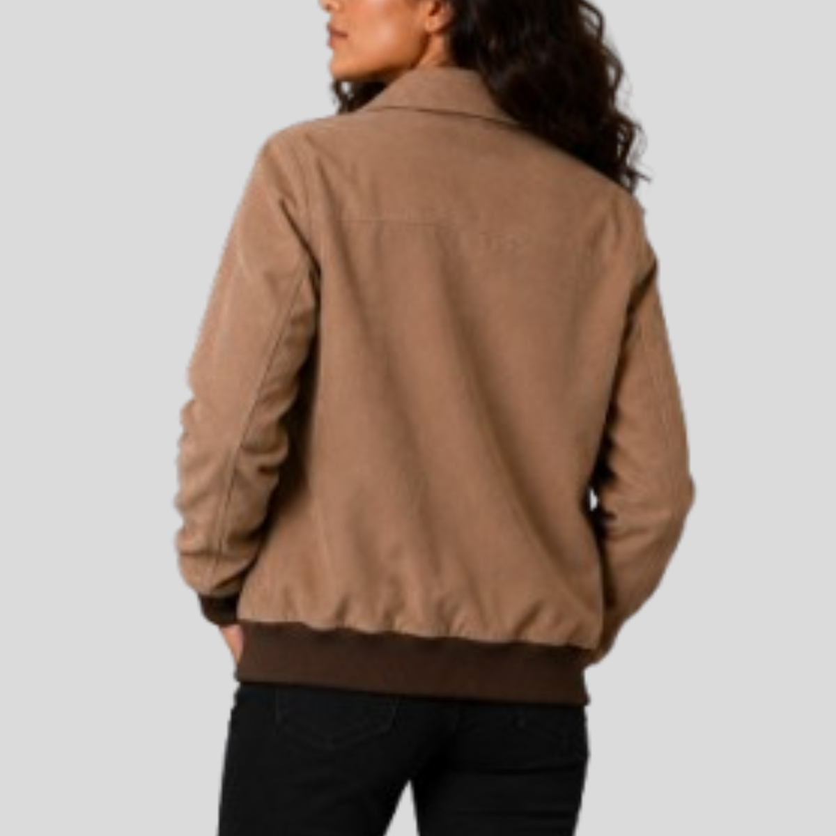 Women's Vintage Suede Sheepskin Leather Bomber Jacket