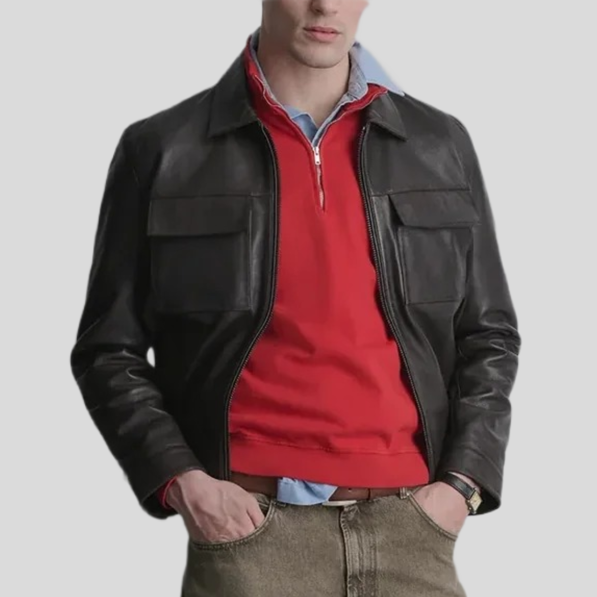Men's Emerson Leather Zip Shirt Jacket