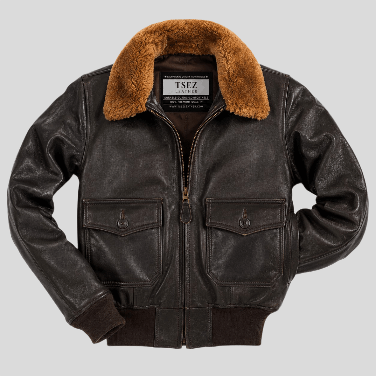 Women's Classic Sheepskin Leather Bomber Jacket with Fur Collar