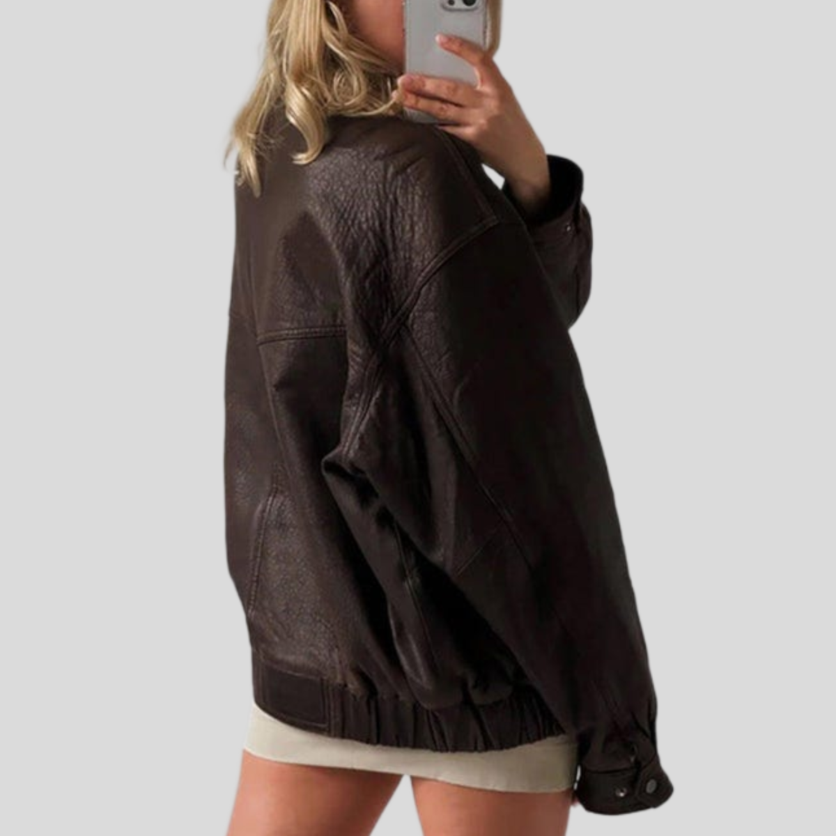 Women's 1990s Oversized Distressed Sheepskin Leather Bomber Jacket