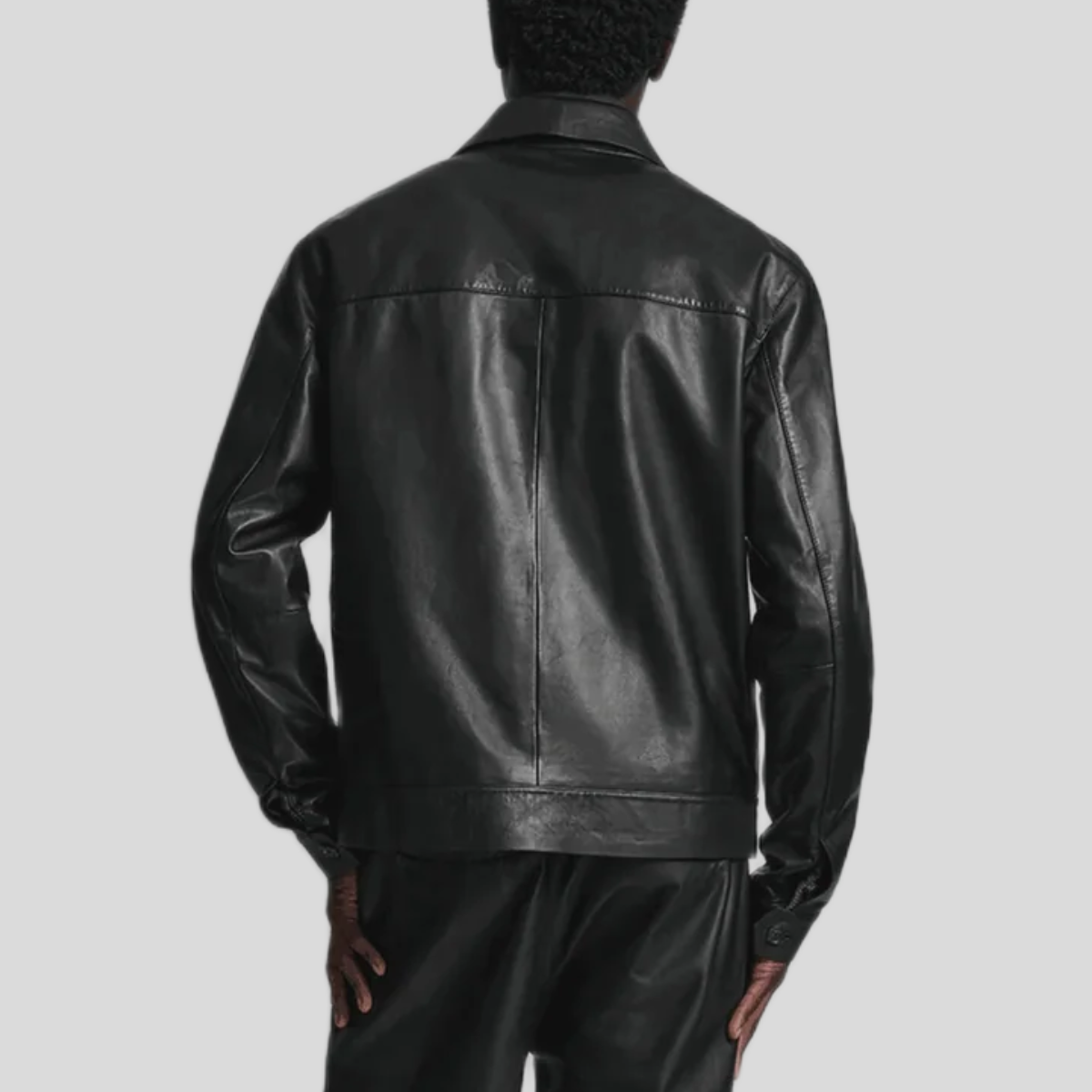 Men's Classic Leather Zip Shirt Jacket