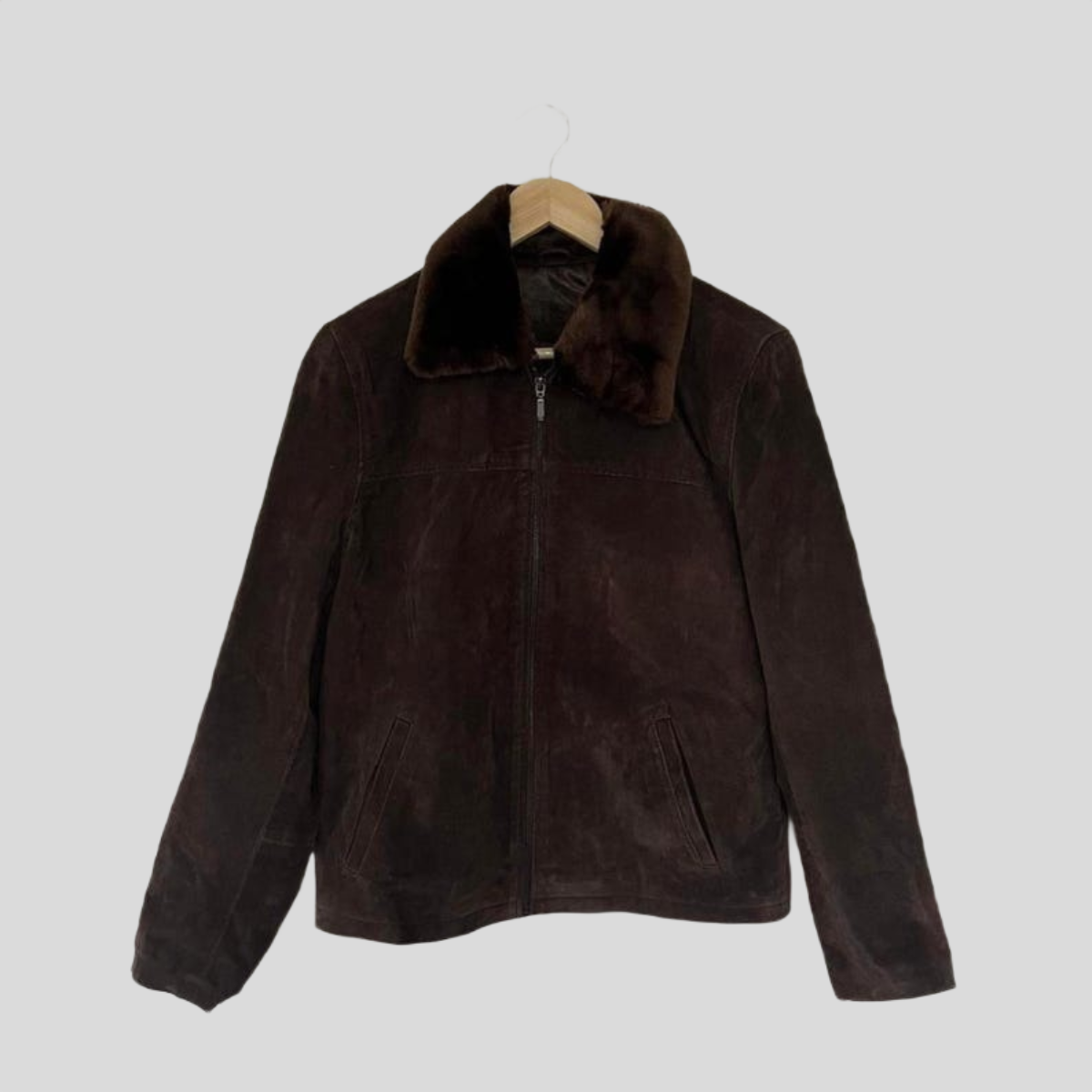 Women's Deep Brown Suede Heritage Jacket with Faux Shearling Collar