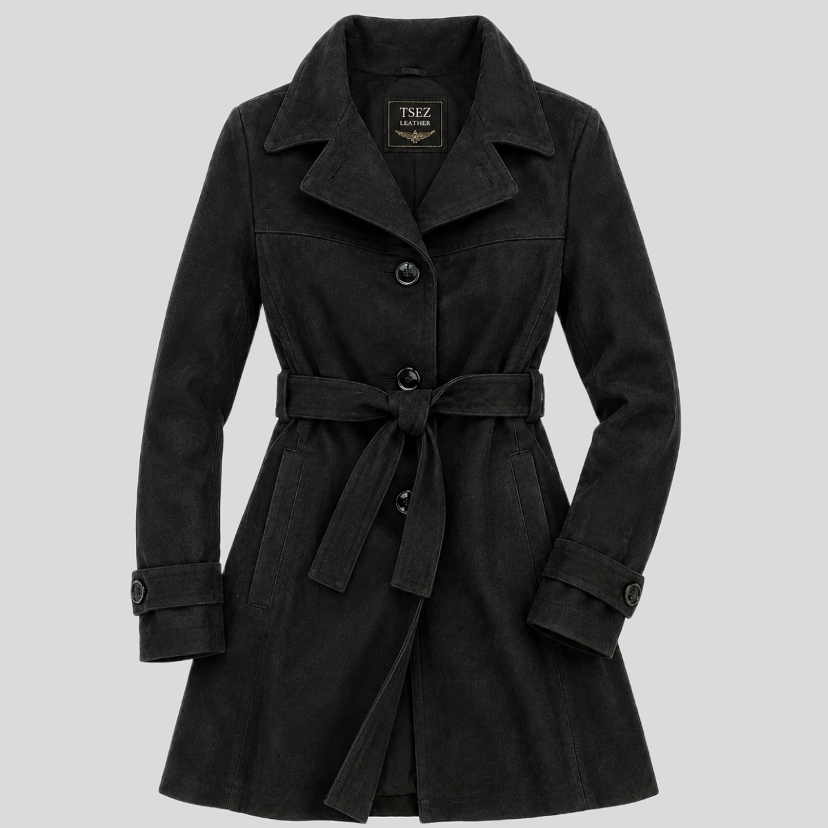 Women's Suede Sheepskin Leather Trench Coat