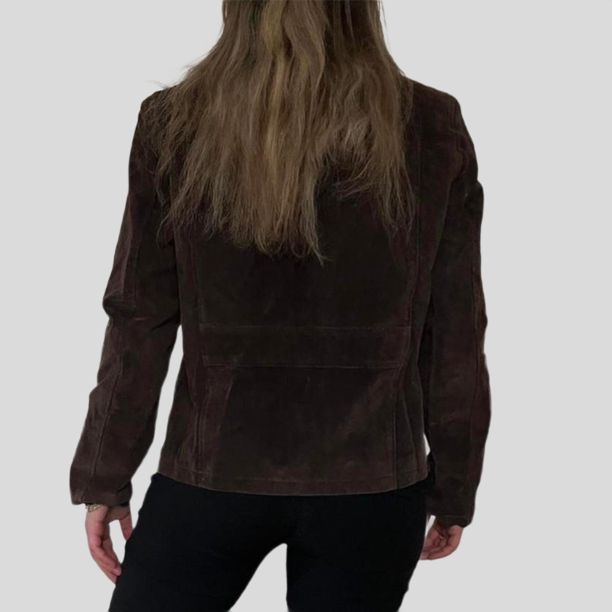 Women's Deep Brown Suede Heritage Jacket with Faux Shearling Collar