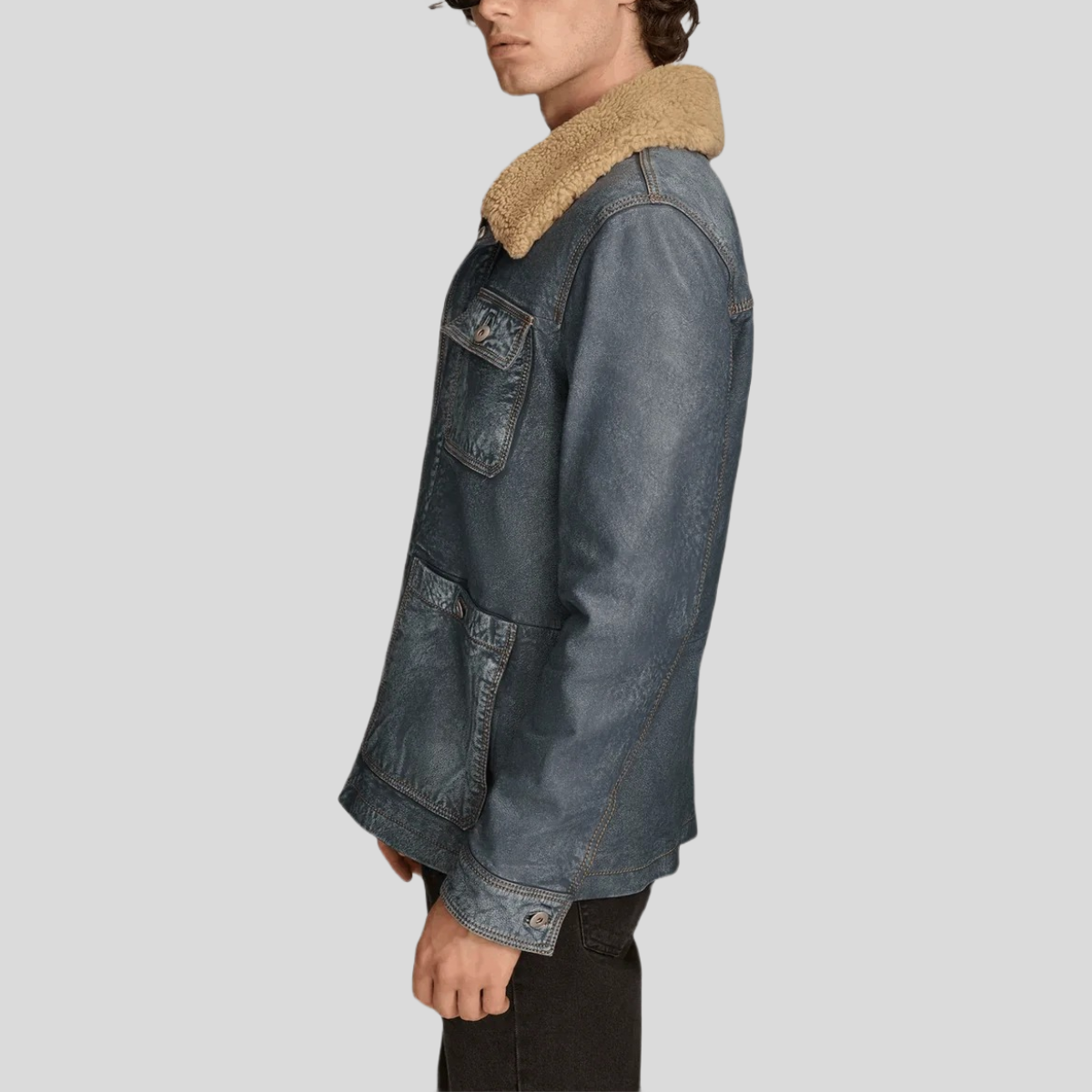 Men's Classic Leather Utility Jacket