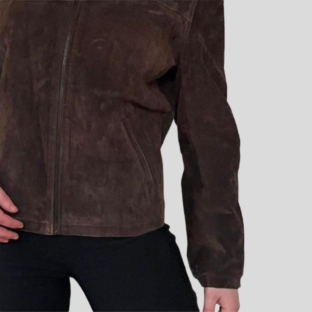 Women's Deep Brown Suede Heritage Jacket with Faux Shearling Collar