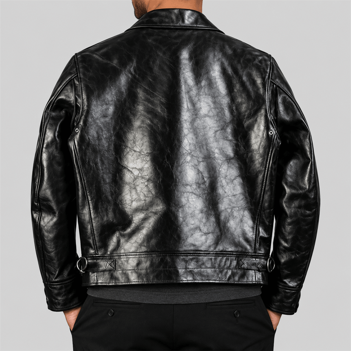 Men's Mulholland Black Tea-Core Cowhide Leather Motorcycle Jacket