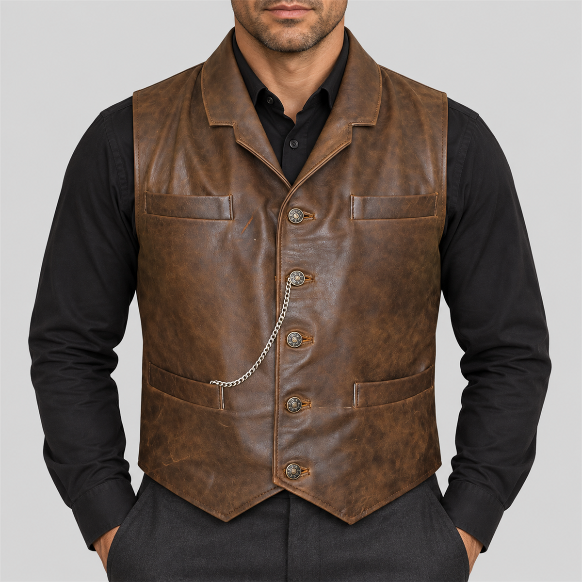Men's Cullen Halloween Distressed Brown Western Vest