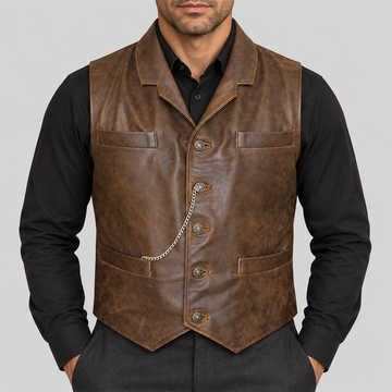 Men's Cullen Halloween Distressed Brown Western Vest