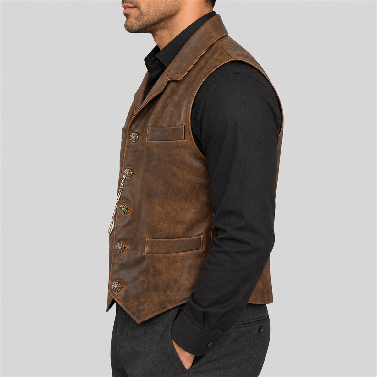 Men's Cullen Halloween Distressed Brown Western Vest
