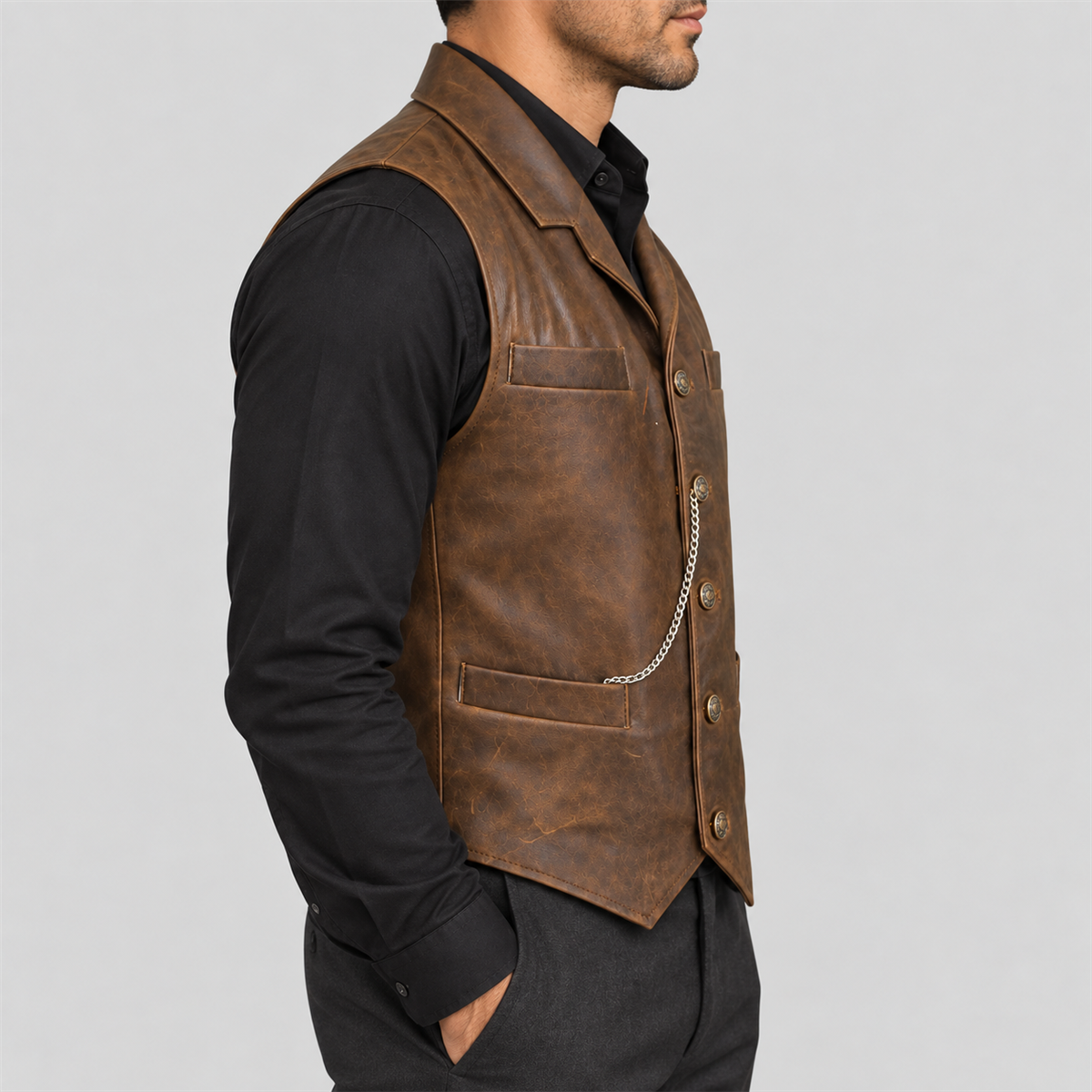 Men's Cullen Halloween Distressed Brown Western Vest